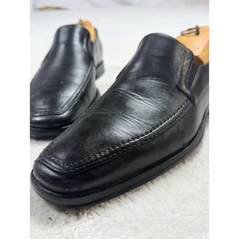 Bruno Magli Raging Italian Loafers Mens 9 M Black Leather Slip On Dress Shoes